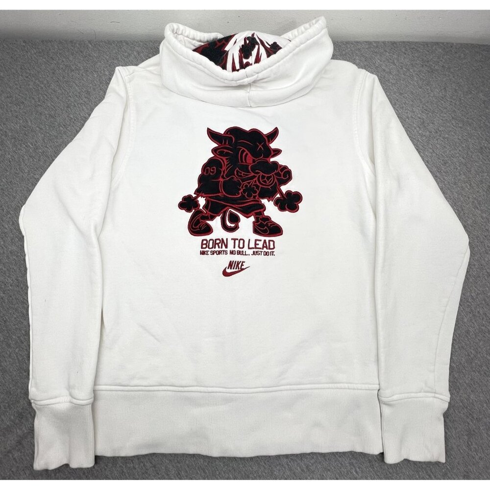 Nike Hoodie Men Large White Born To Lead Bull Full‎ Zip Graphic Sweatshirt RARE - Picture 11 of 12